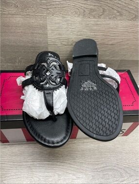 Circus by Sam Edelman Black Leather Decorative Thong Sandals #271